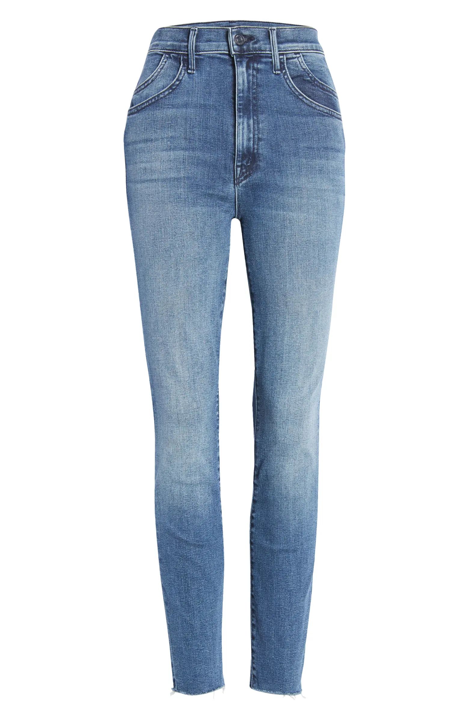 The Stash Swooner Fray Hem Ankle Skinny Jeans | Nordstrom