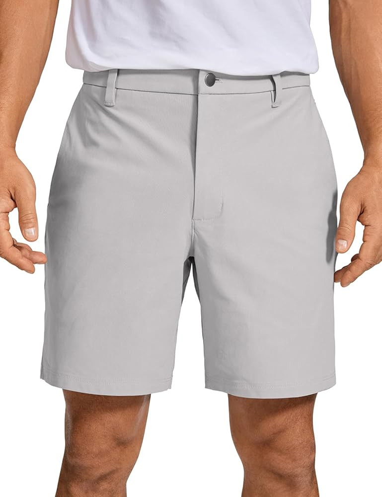 CRZ YOGA Men's All Day Comfy Golf Shorts - 7" Stretch Lightweight Casual Work Flat Front Shorts w... | Amazon (US)