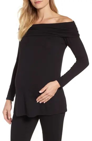 Women's Maternal America Off The Shoulder Maternity Top, Size X-Small - Black | Nordstrom