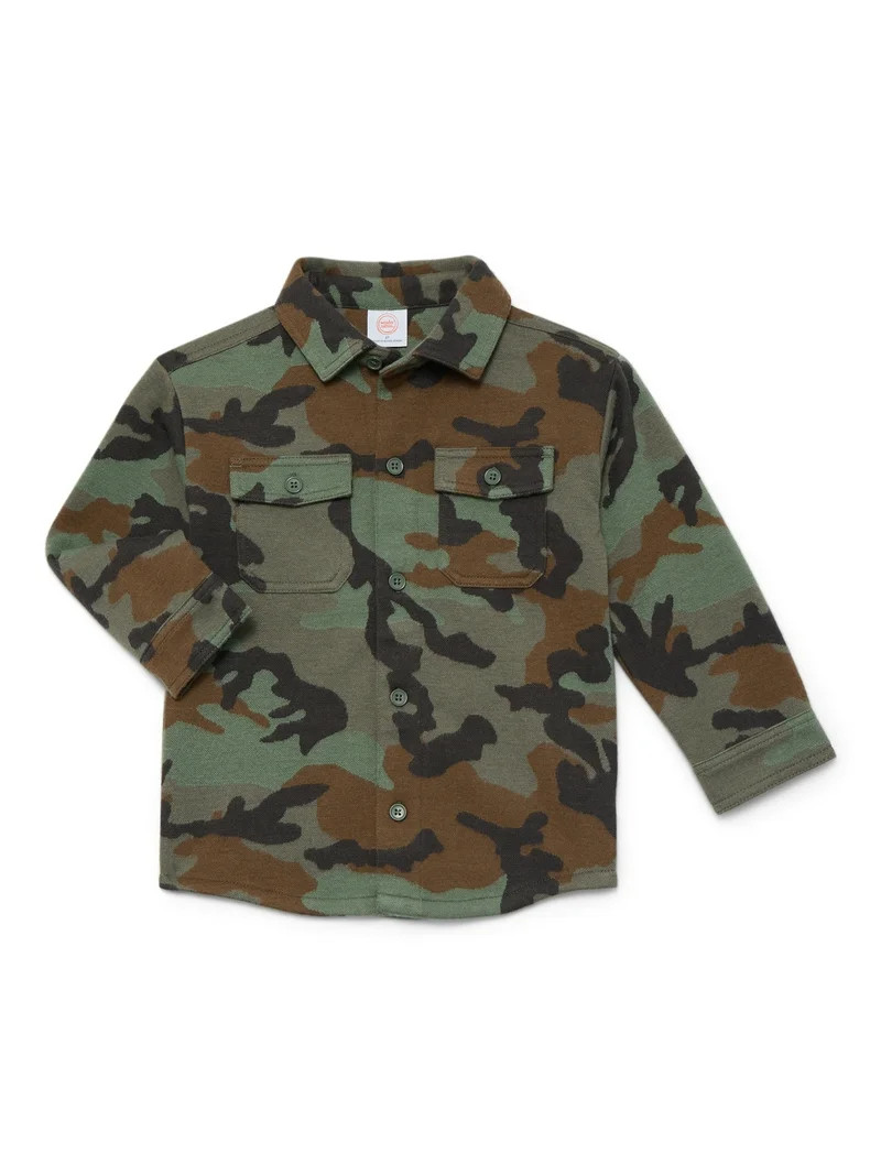 Wonder Nation Toddler Boys' Camo Shacket with Long Sleeves, Sizes 12M-5T | Walmart (US)