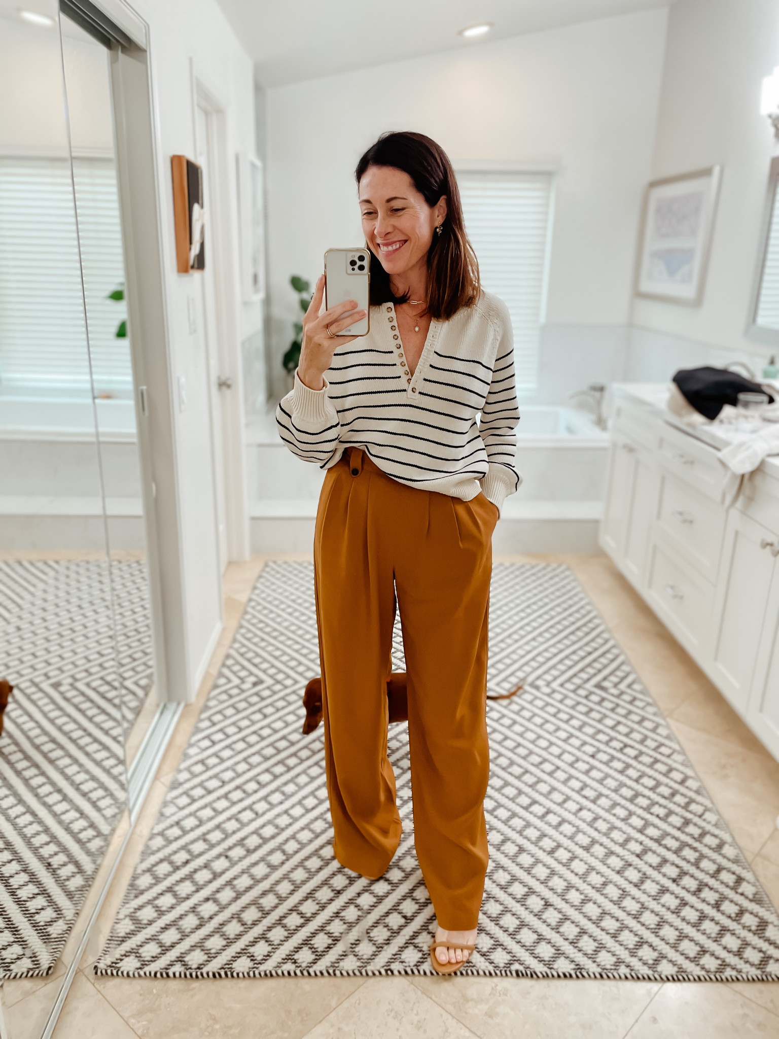 Wearing Sezane - LouLou Pants fit slightly tight in waist, I sized up 

Top is sezane Leontine Jumper - tts cotton with some stretch 

Shoes - Aeyde 


#LTKSeasonal #LTKshoecrush #LTKstyletip