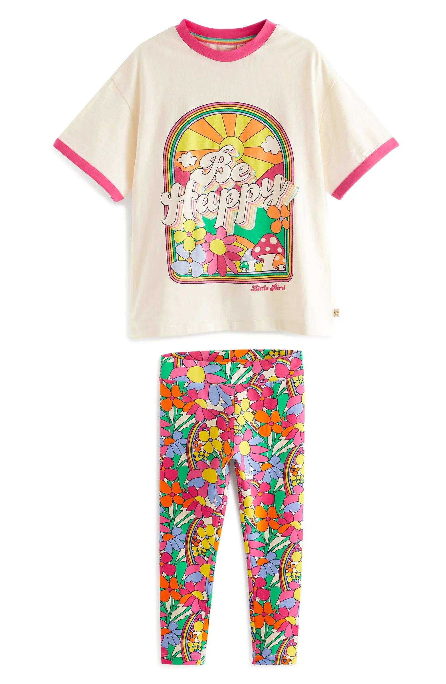 Kids' Be Happy Cotton Graphic T-Shirt & Leggings Set | Nordstrom