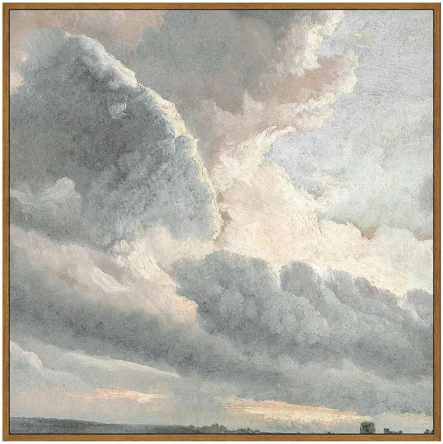 InSimSea Square Framed Canvas Wall Art, Vintage Nature Wall Decor, Sky Clouds Sunset Wall Art Pri... | Amazon (US)