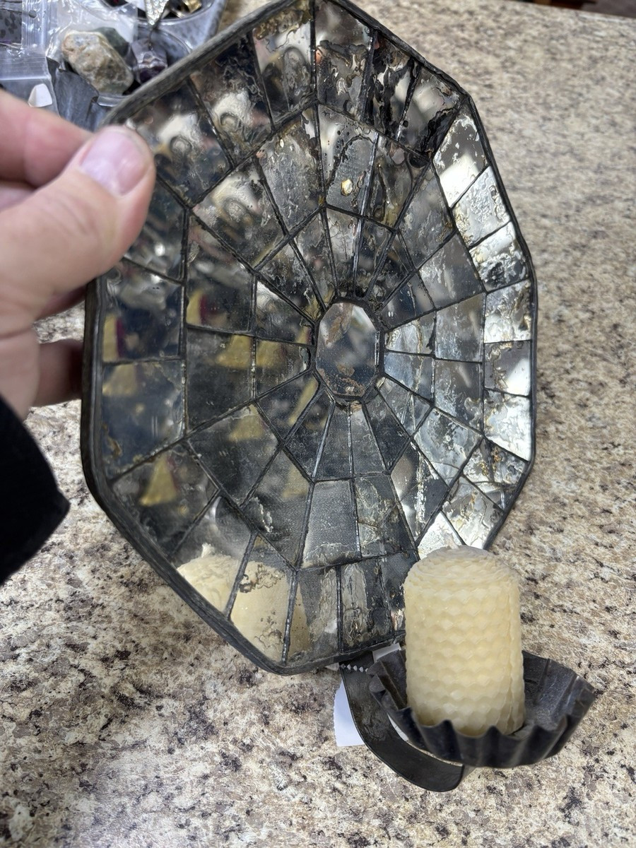 19 C  Mosaic Mirrored Tin Wall Candle Sconce Reflector Sconce | eBay US