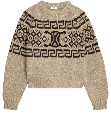Triomphe crew neck sweater in fair isle wool - CELINE | 24S US