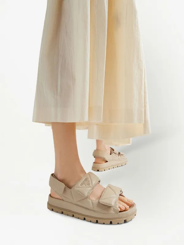 Prada logo-plaque Leather Sandals - Farfetch | Farfetch Global