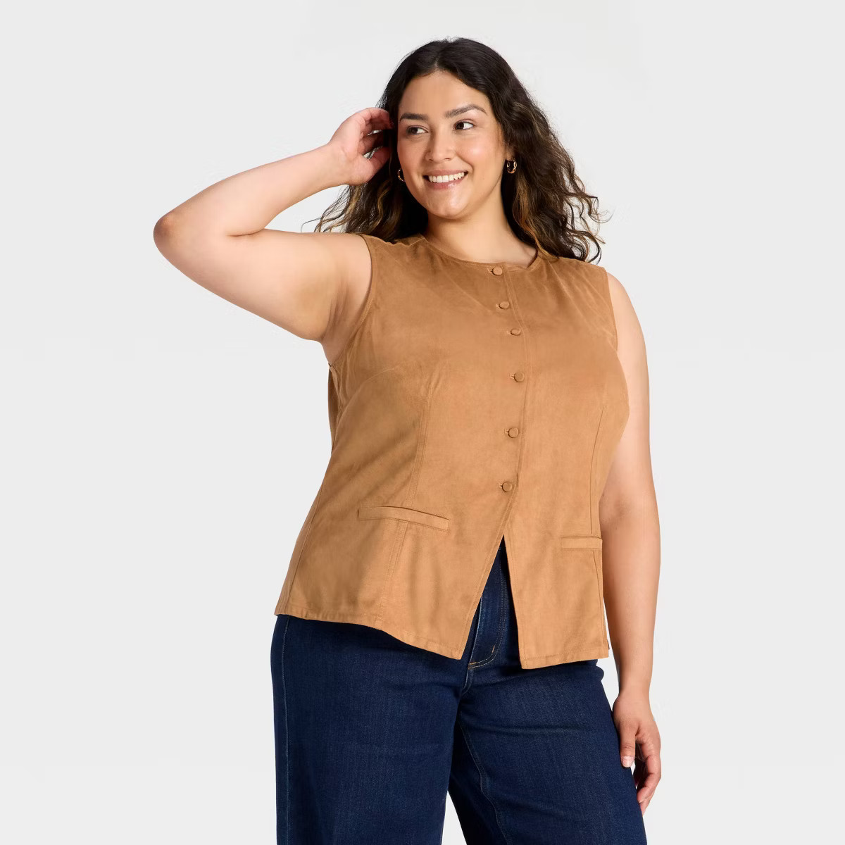 Women's Faux Suede Fashion Vest - Universal Thread™ Brown 3X | Target