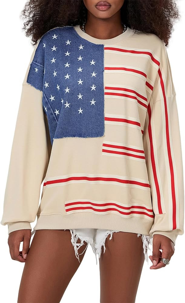 Amiblvowa Graphic Oversized Sweatshirt for Women Y2k Long Sleeve Crewneck Drop Shoulder Loose Swe... | Amazon (US)