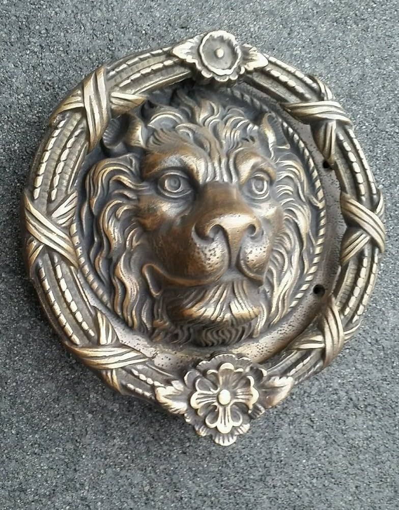 Antique Style Vintage Large Solid Brass Lion Head Door Knocker 8" Dia. #D3 | Amazon (US)