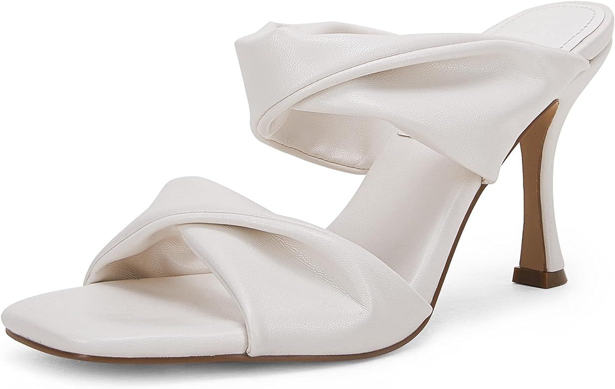 PiePieBuy Womens Square Toe High Heel Stiletto Mules Sandals Slingback Slip On Slipper Shoes | Amazon (US)