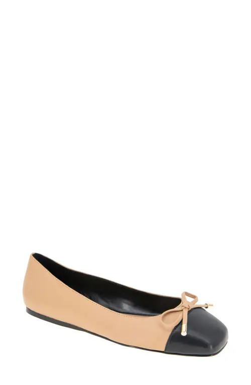 bcbg Hartly Cap Toe Ballet Flat in Tan/Black at Nordstrom, Size 7.5 | Nordstrom