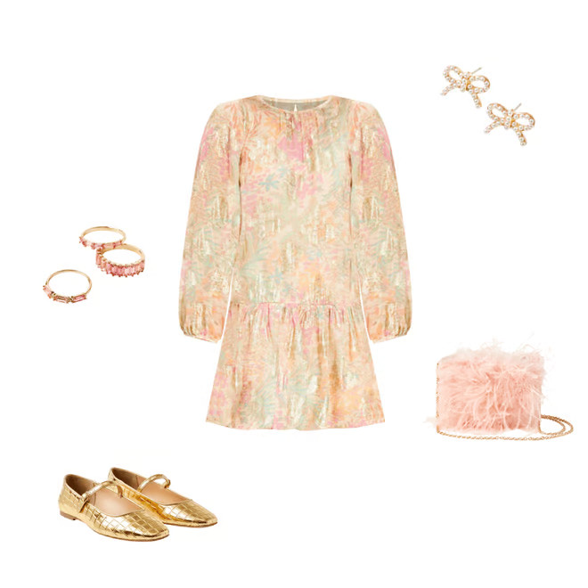 Shimmer Floral Jacquard Bubble Hem Mini Dress | LOFT