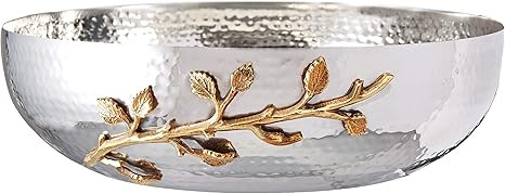 Elegance Golden Vine Hammered, 12-Inch, Silver/Gold Salad Bowl | Amazon (US)