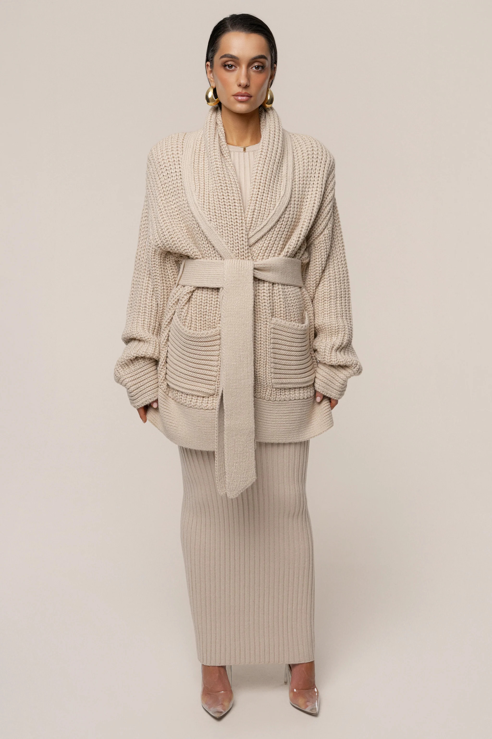 Stone Hazel Knit Cardigan | JLUXLABEL US
