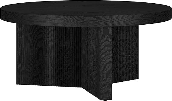 Henn&Hart 32" Wide Round Coffee Table in Natural Black, for Home, Living Room, Bedroom, Entertain... | Amazon (US)
