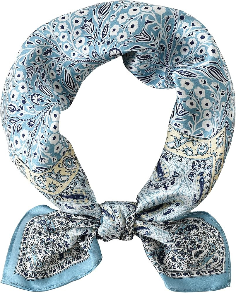 100% Pure Mulberry Silk Square Scarf-27''x27"Lightweight Hair Scarves Headscarf Night Sleeping wi... | Amazon (US)