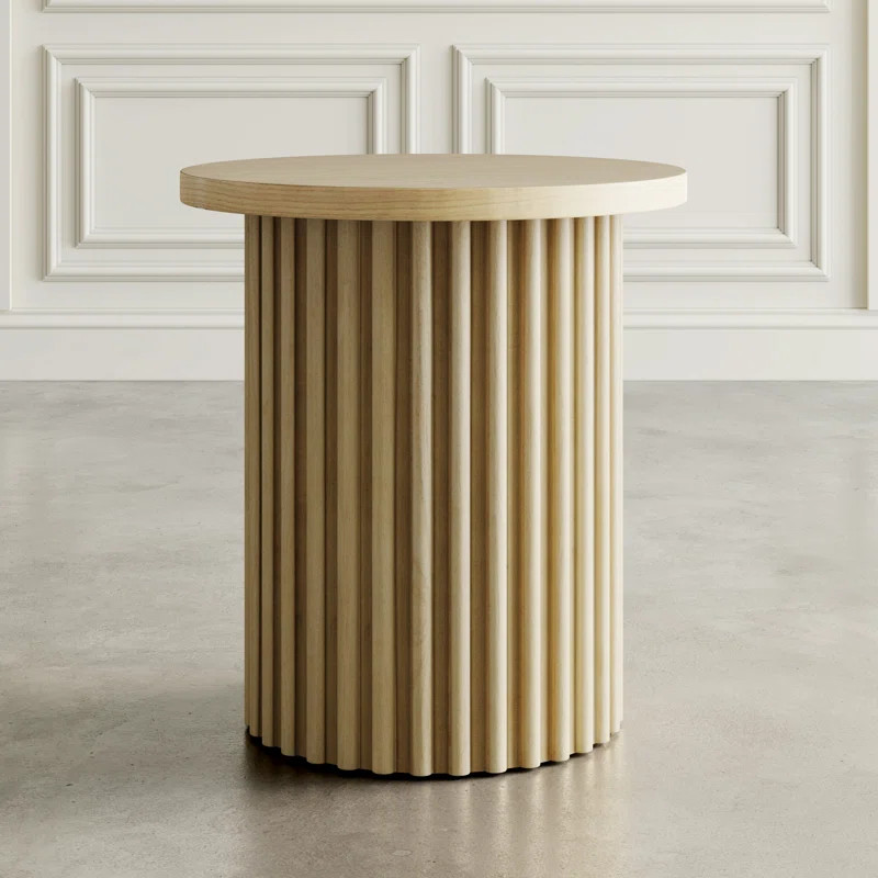 Rovena 24" Round Mid-Century Modern Fluted Pedestal Base End Table | Wayfair North America