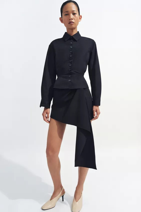 ZW COLLECTION BUTTONED PEPLUM SHIRT | Zara US