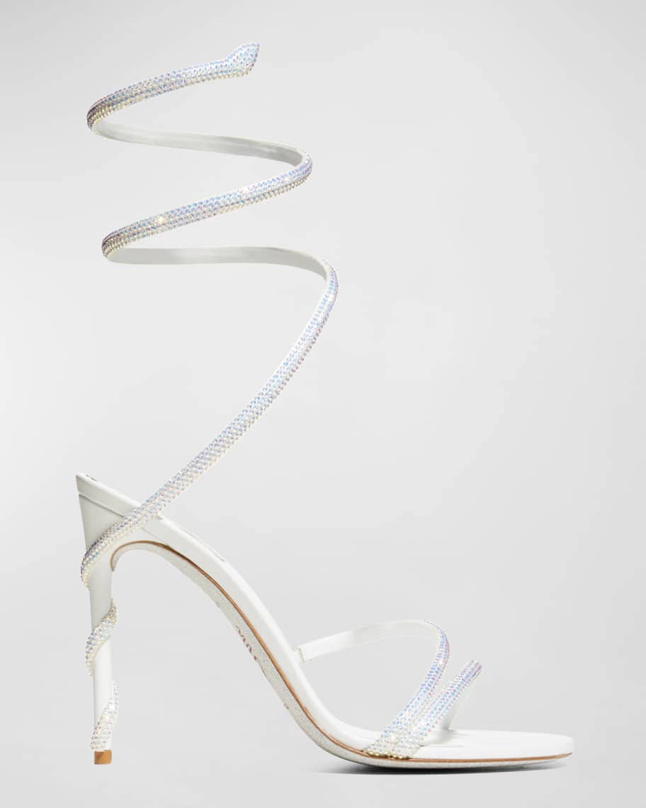 Rene Caovilla Strauss Snake Ankle-Wrap Sandals | Neiman Marcus