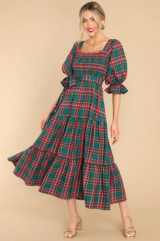All Is Calm Green Plaid Maxi Dress | Red Dress 
