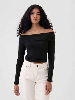 Modern Rib Off-Shoulder Cropped Top | Gap (US)