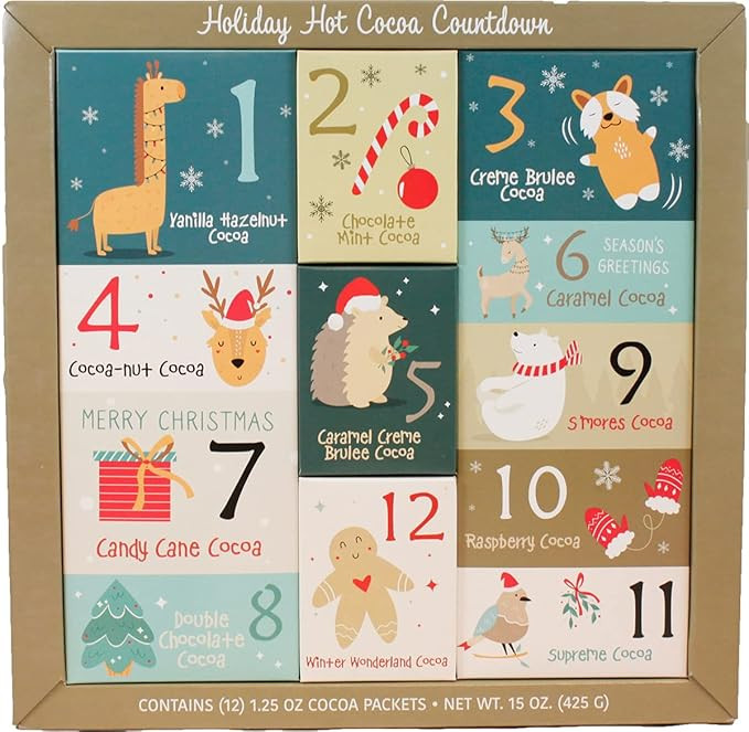 Christmas Sampler Gift 12 Days of Cocoas (Hot Chocolate) Advent Calendar Gourmet Gift Box Set Fla... | Amazon (US)