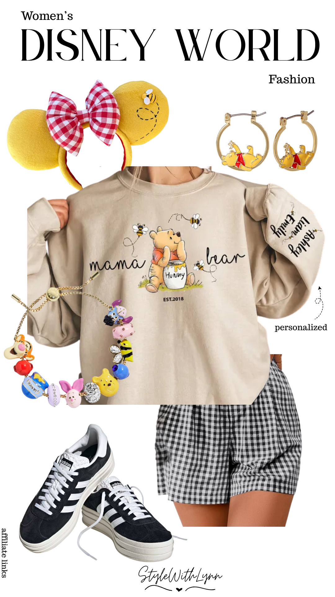Sweet as honey. This Winnie the Pooh inspired outfit is the cutest way to bring Hundred Acre Wood vibes to your Disney day. The cozy Pooh Bear sweatshirt (with the cutest personalized sleeve!), gingham shorts, Pooh mouse ears, and classic Adidas Gazelles make it comfy, whimsical, and totally park-ready. If you love soft, storybook-inspired outfits, this one’s for you!


winnie the pooh outfit, pooh bear sweatshirt, disney pooh ears, pooh disneybound, disney world outfit women, disney casual outfit, disney parks outfit inspo, pooh bear style, hundred acre wood outfit, disney gingham shorts outfit, adidas gazelle outfit disney, cute disney outfit ideas 

 #LTKootd #LTKmomlife #LTKTravel