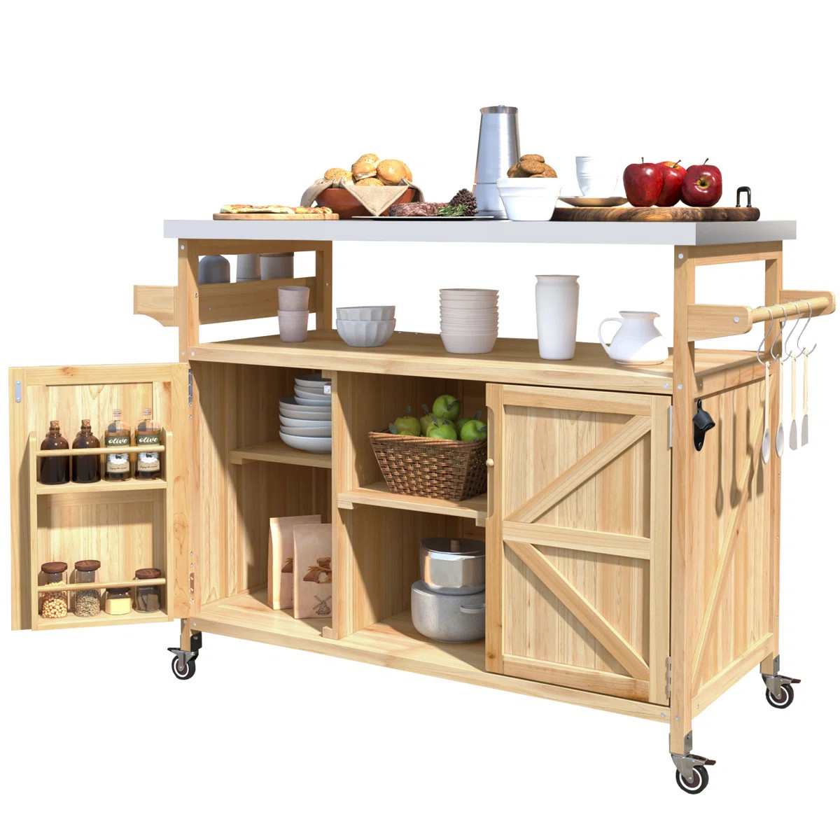 Outdoor Kitchen Island With Stainless Steel Top, Outdoor Grill Cart For Patio | Wayfair North America