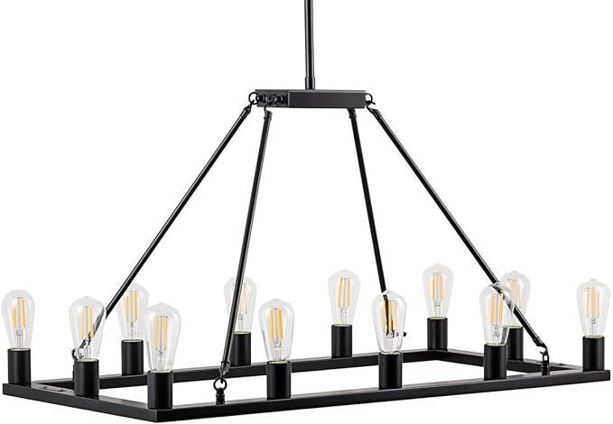Sonoro Rectangular Kitchen Island Light – Black w/Bulbs - Linea di Liara LL-CH5-1836-5BLK | Amazon (US)