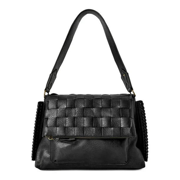 Time and Tru Women’s Heidi Flap Shoulder Bag Black | Walmart (US)