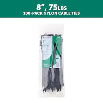 Utilitech 8-in Nylon Zip Ties Black with Uv Protection (100-Pack) | Lowe's