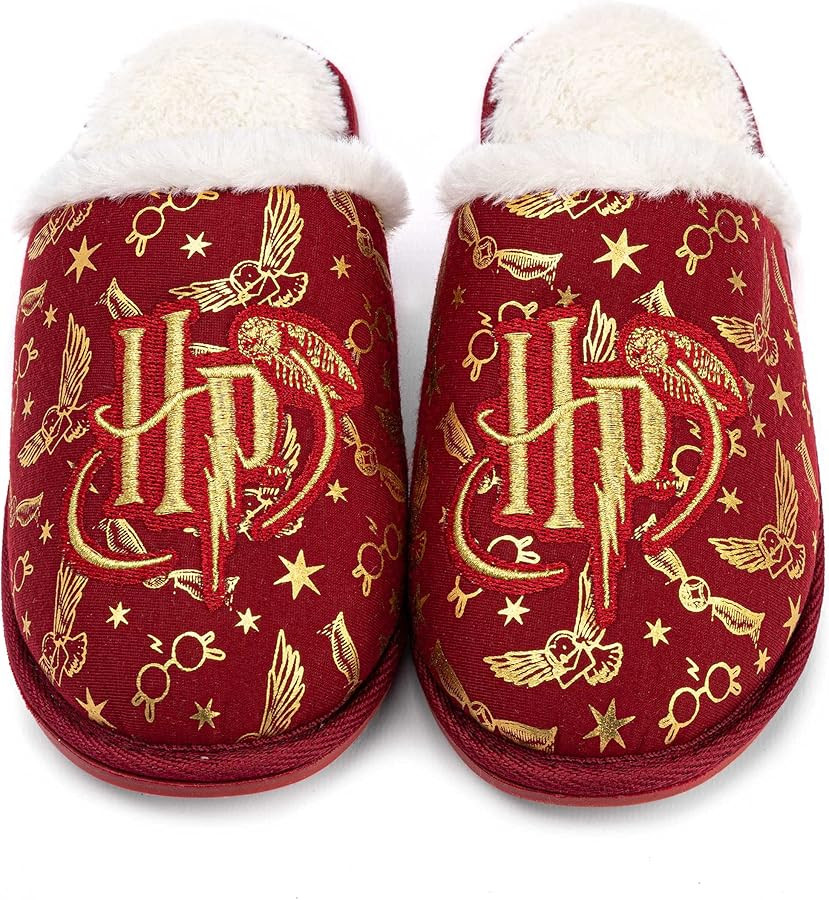 Harry Potter Slippers Womens Ladies Slim Fit Fluffy Red House Shoes | Amazon (US)