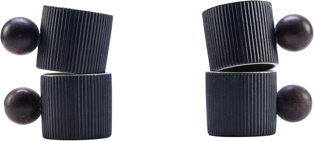 Ceramic Mini Espresso Cups Demitasse Cups with Round Wooden Handle Vertical Stripes Tea Cups (bla... | Amazon (US)