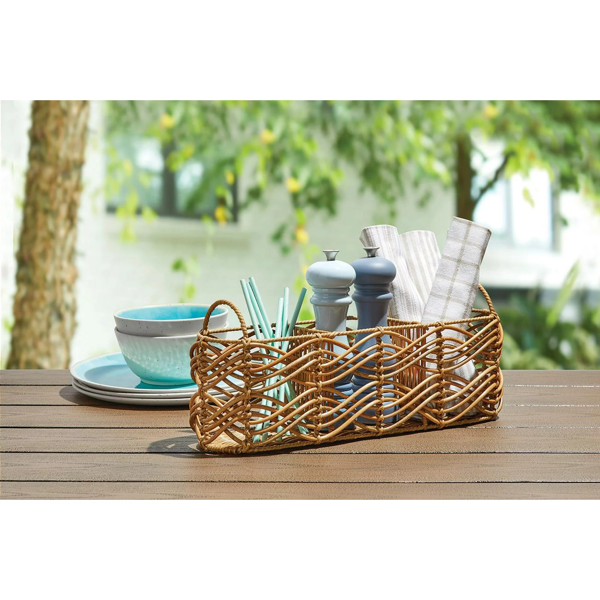 Better Homes & Gardens Alameda Resin Rattan Oval Utensil Caddy | Walmart (US)