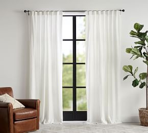 Custom Belgian Flax Linen Blackout Curtain - Ivory | Pottery Barn (US)