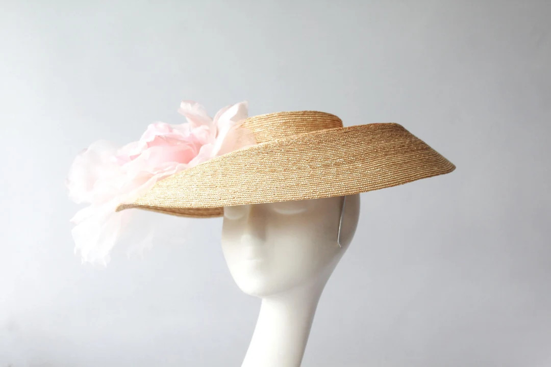 PASADENA DELUXE Wide Brimmed Straw Picture Hat With Silk Rose, Arts and Crafts Heritage Headwear ... | Etsy (Global)