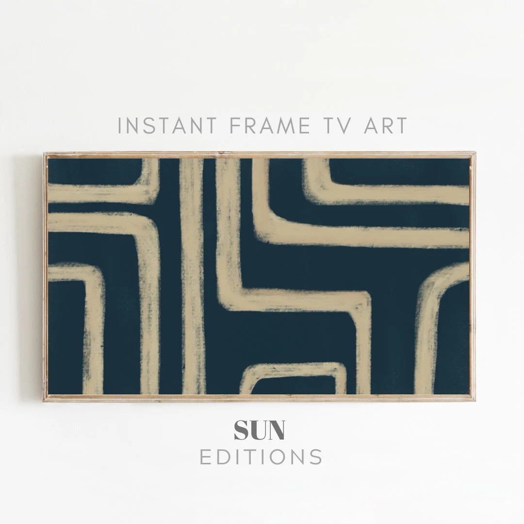 Samsung Frame TV Art Navy Blue Beige Modern Abstract the Frame TV Art Art for TV 4k - Etsy | Etsy (US)