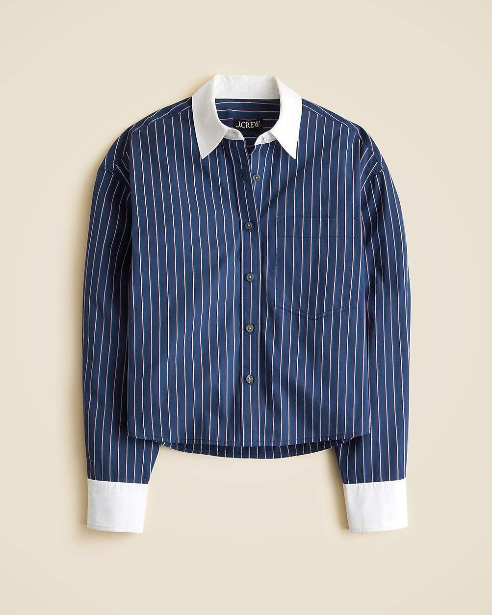 Étienne cropped button-up shirt in striped cotton poplin | J. Crew US