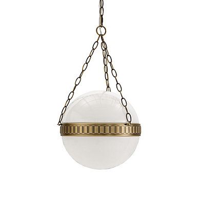 Calhoun Lantern Pendant with Milk Glass Globe & Steel Studded Belt Design | Ballard Designs, Inc.