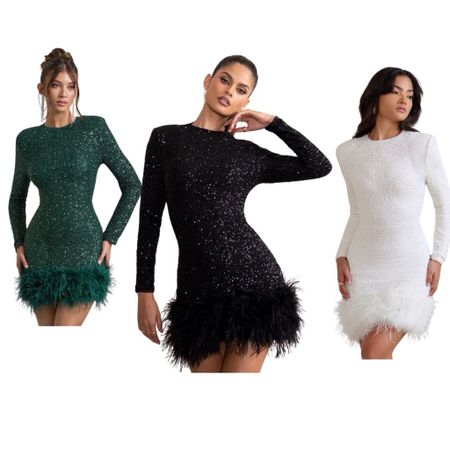 Holiday sequin feather dress in 3 beautiful colors 😍 

#LTKparties #LTKstyletip #LTKHoliday