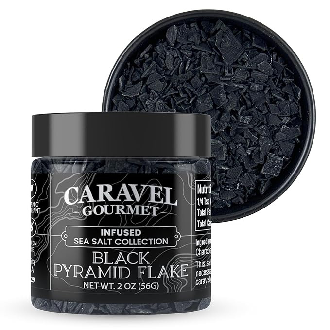 Black Pyramid Sea Salt Flakes, Gourmet Flaky Finishing Salt, 2 oz Jar - Caravel Gourmet | Amazon (US)
