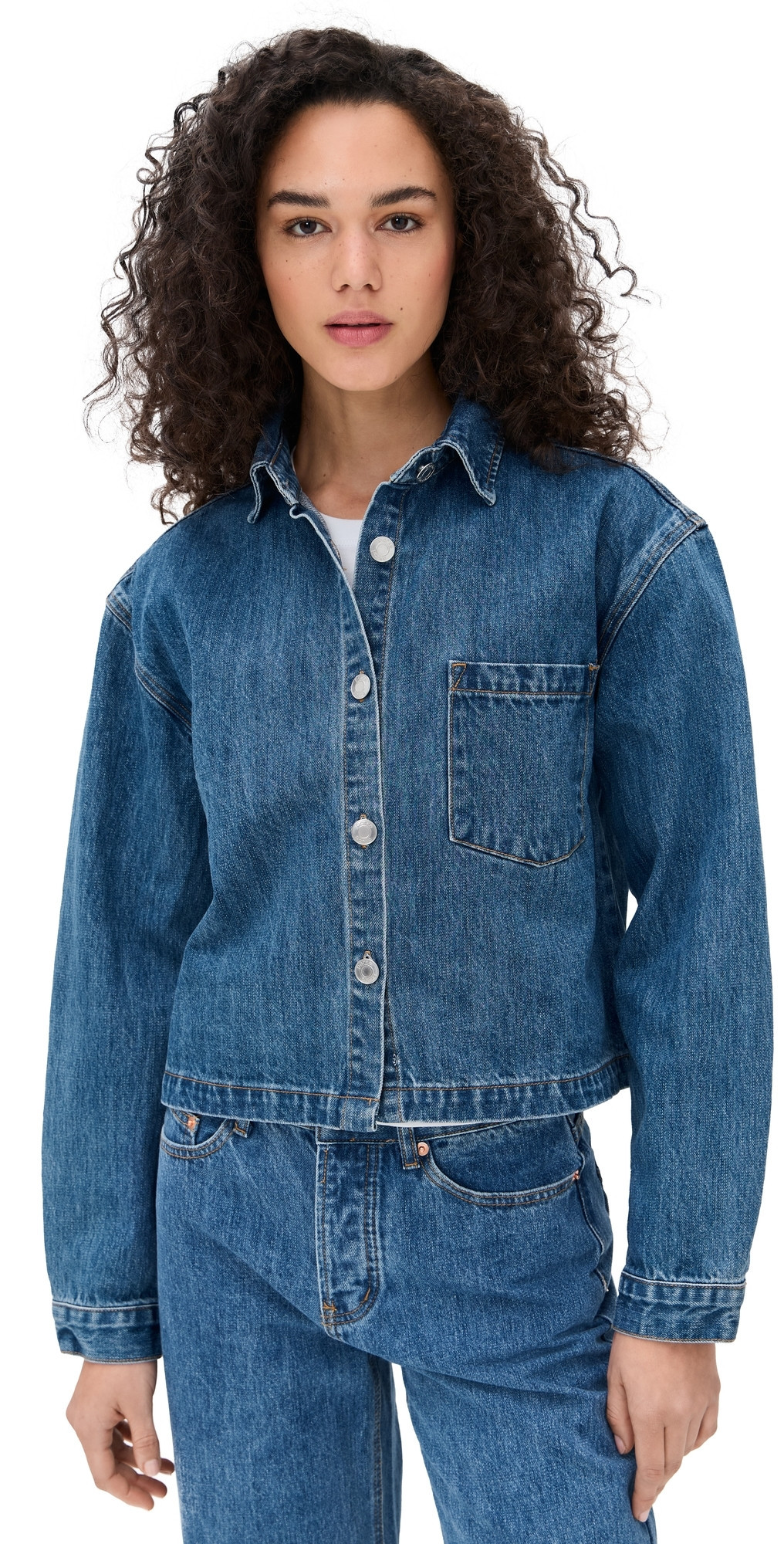 PARKE Cropped Denim Long Sleeve Medium Wash L/XL | Shopbop