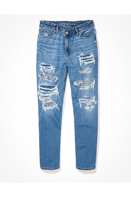 AE Strigid Patched Mom Jean | American Eagle Outfitters (US & CA)