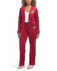 2pc Velour Rhinestone Heart Track Set | TJ Maxx