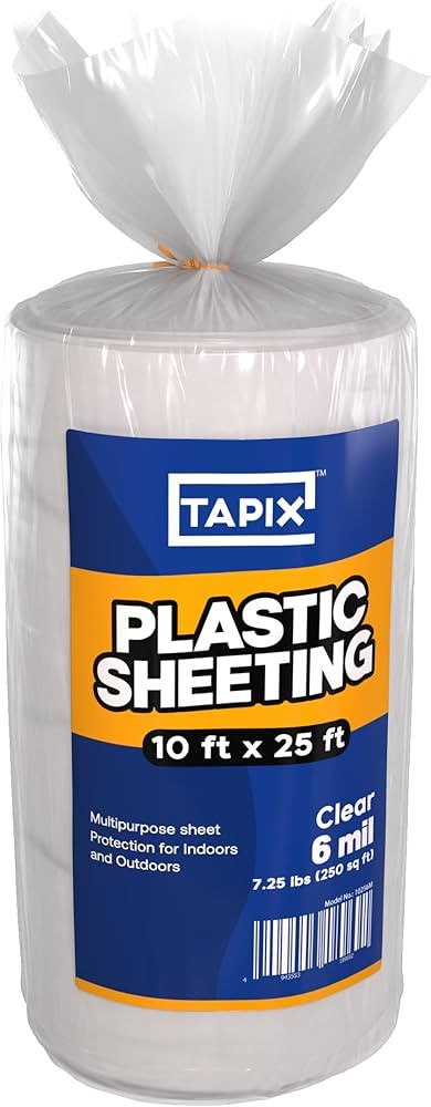 Plastic Sheeting (10' x 25') Long, 6 Mil Poly Sheeting Polyethylene Film, Heavy Duty Greenhouse P... | Amazon (US)