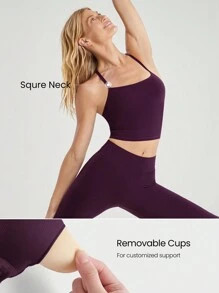 GLOWMODE FeatherFit™ T-Neck Racerback Tank Top Light Support Low Impact Yoga Pilates Studio Spr... | SHEIN