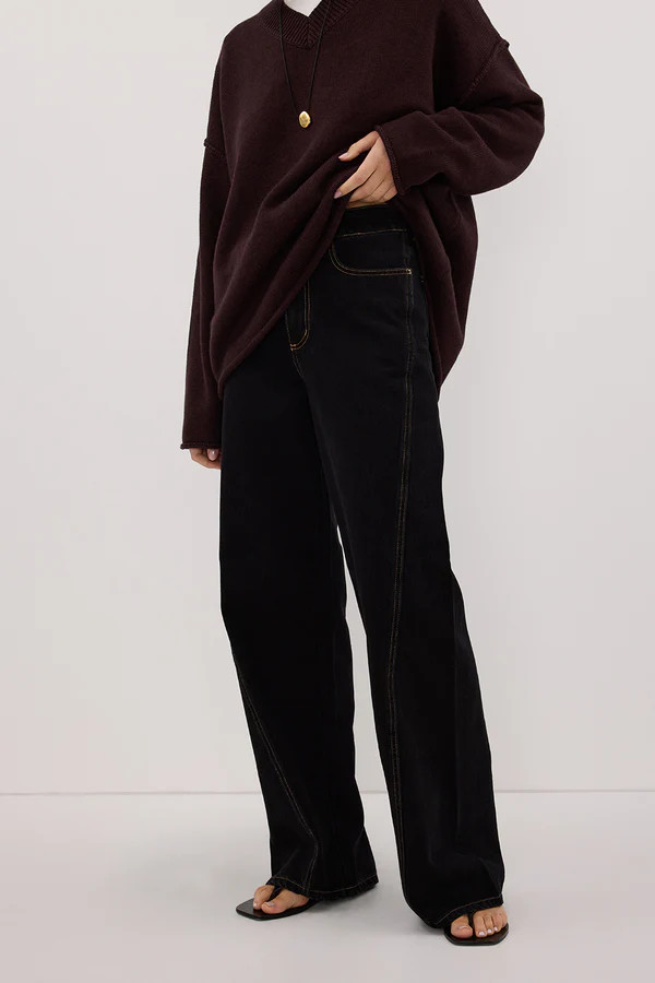 CARSON JET BLACK TALL WIDE LEG JEAN | DISSH