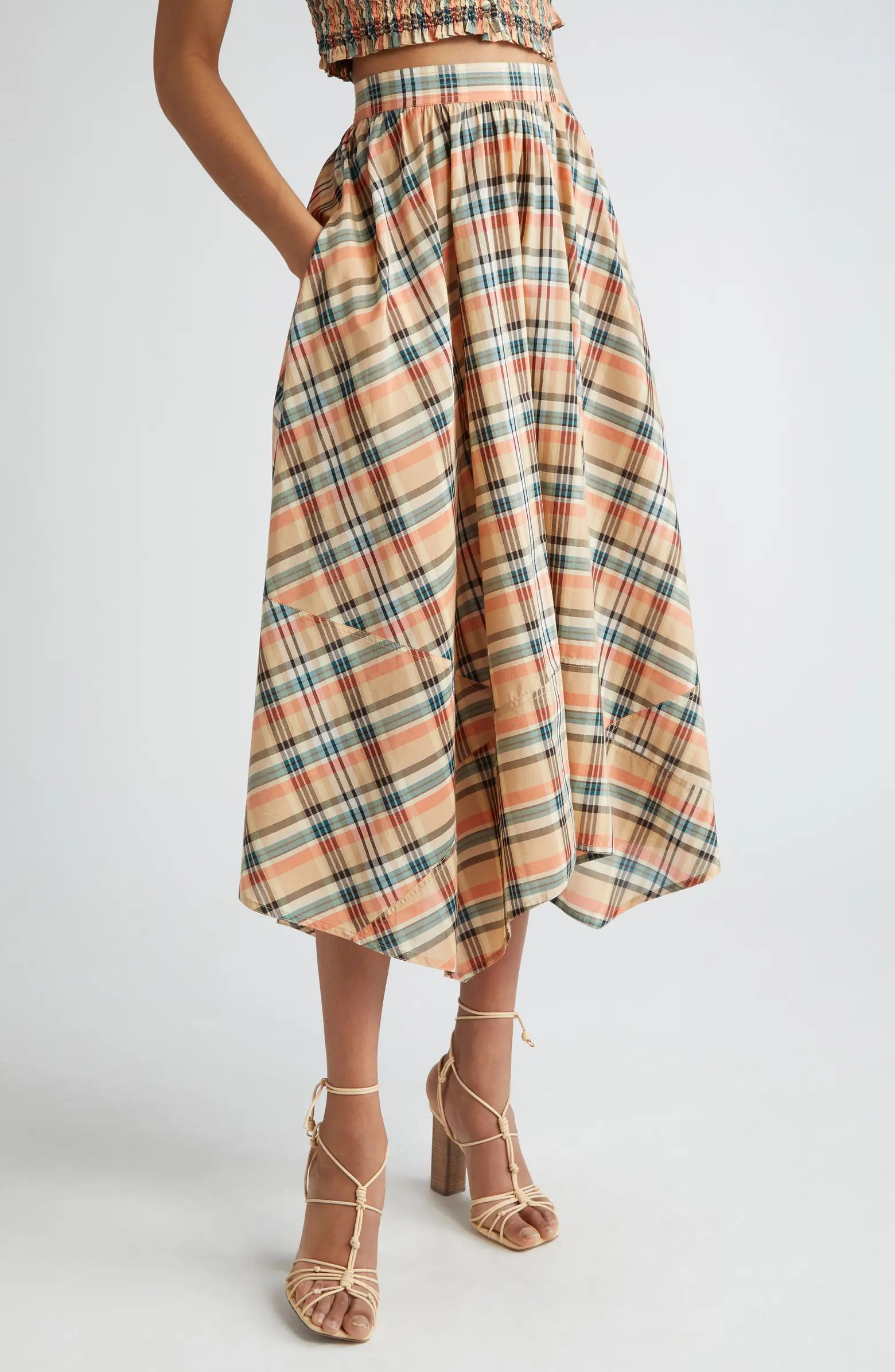 Annette Plaid Asymmetric Midi Skirt | Nordstrom