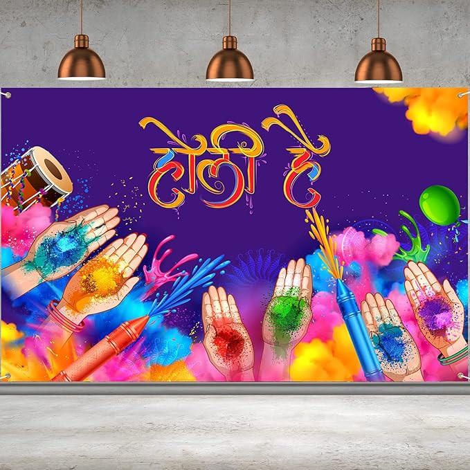 Happy Holi Photo Booth Backdrop Hindu Photography Home Wall Background Decoration Colorful Holi D... | Amazon (US)