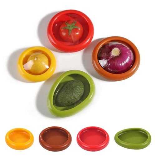 Silicone Fruit Storage Box - Set of 4 Reusable Storage Containers for Fridge - Ideal for Tomatoes, Avocados, Onions, Lemons, and Potatoes | Amazon (US)